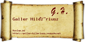 Galler Hiláriusz névjegykártya
